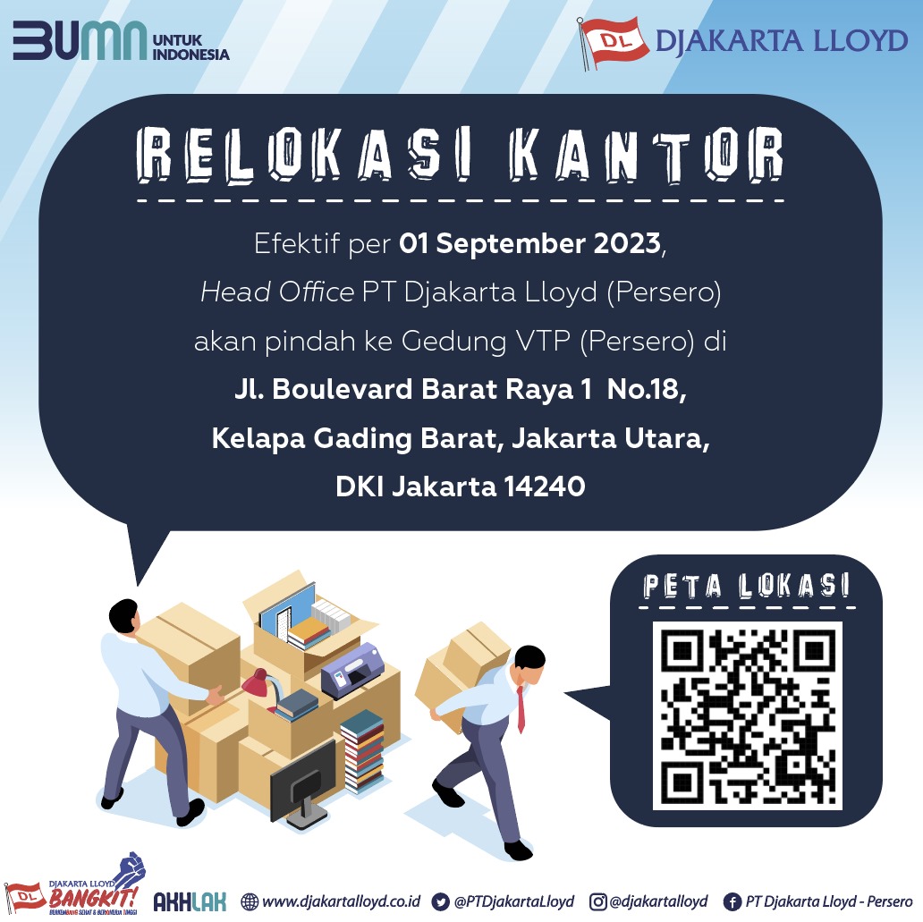 Pengumuman Relokasi Lokasi Kantor Pusat PT Djakarta Lloyd (Persero)